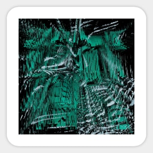 Grunge Emerald Green Palm Fronds Sticker